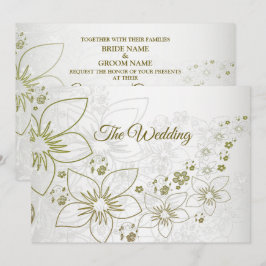 Vintage-Blumen-Grünmuster Elegante Hochzeit Einladung