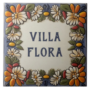 Vintage-Blumen-Hausname-Tafel-Schild-Plakette Fliese