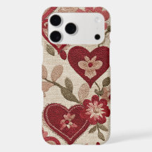 Vintage-Blumen-Herz-Handyhülle – Romantischer Stil