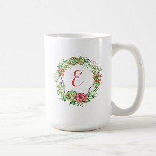 Vintage-Blumen-Hochzeit-Sukkulente Monogramm Tasse