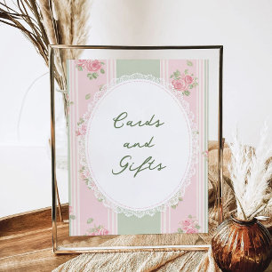 Vintage-Blumen-Hochzeitsdusche-Karten und Geschenk Poster