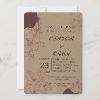 Vintage-Blumen-Hochzeitseinladungskarte zum Vormer Einladung