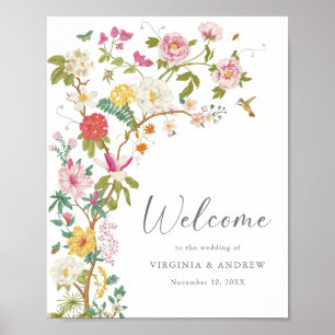 Vintage-Blumen-Hochzeitsposter Poster