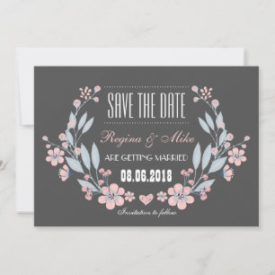 Vintage-Blumen-Hochzeitstermin-Ankündigung Save The Date