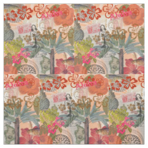 Vintage Blumen Hula Bunte Hawaiianische Tropisch Stoff
