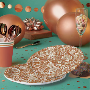 Vintage-Blumen in Burnt Sienna Pappteller