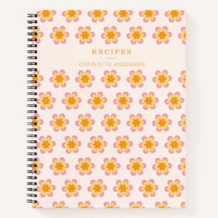 Vintage-Blumen in Orange Personalisiertes Rezept Notizbuch