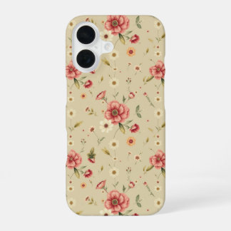 Vintage-Blumen-iPhone- und iPad-Hülle in Beige iPhone 16 Hülle