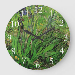 Vintage-Blumen-Iris von Vincent van Gogh Große Wanduhr