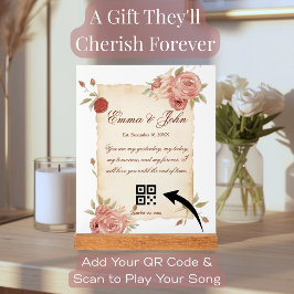 Vintage-Blumen-Jubiläumsgeschenk mit Song-QR-Code Acrylschild