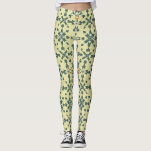 Vintage-Blumen-Kaleidoskop-Muster in Erdtönen Leggings