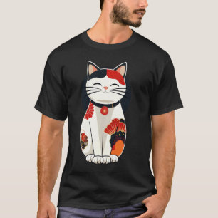 Vintage-Blumen-Kätzchenliebhaber-Japanische Kunst- T-Shirt