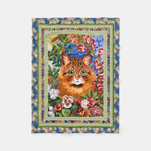Vintage Blumen-Katzen-Kunst-Decke Louis Wain Fleecedecke