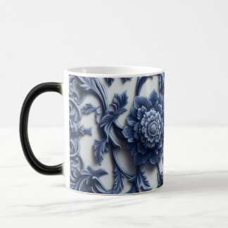 Vintage-Blumen-Keramik-Tasse | Blue & White Botani Verwandlungstasse