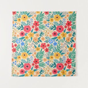 Vintage-Blumen, kleine bunte Blumen. Wandteppich