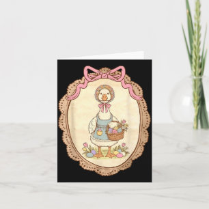 Vintage-Blumen-Kokette-Schleife-Ostern-Gans-Frühli Karte