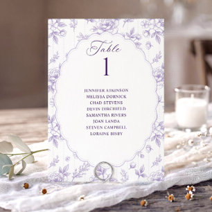Vintage Blumen-Lavendel-Hochzeits-Sitzplan