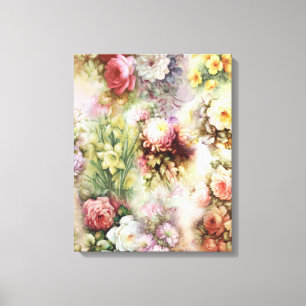Vintage-Blumen Leinwanddruck