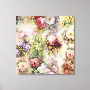 Vintage-Blumen Leinwanddruck