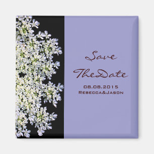 Vintage Blumen lila Hochzeit speichern Sie das Dat Magnet