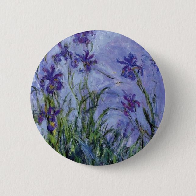 Vintage Blumen lilac-irises-1917 monet. Button (Vorderseite)