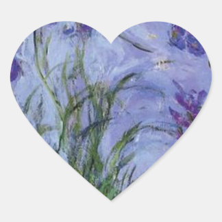 Vintage Blumen lilac-irises-1917 monet. Herz-Aufkleber