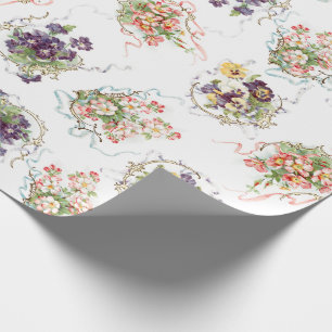 Vintage Blumen, mit Filigran geschmückt und Bänd Geschenkpapier