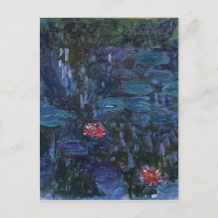 vintage Blumen Monet Seerosen Reflexionen Kunst Postkarte