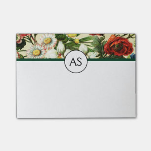 Vintage-Blumen-Monogramm floral Landhausstil Post-it Klebezettel