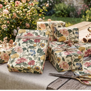 Vintage-Blumen-Monogramm Geschenkpapier
