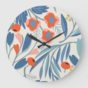 Vintage-Blumen nahtlos, botanischer Hintergrund. Große Wanduhr