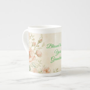 Vintage-Blumen-Oma-Sentiment-Geschenk Prozellantasse