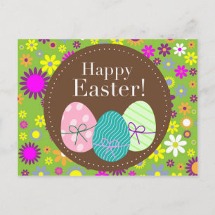 Vintage-Blumen- Ostern-Frohe-Ostern-Ei-Karte Feiertagspostkarte