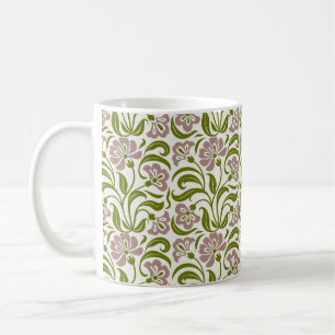 Vintage Blumen-Paisleymuster Rosa Grüne Botanik Kaffeetasse