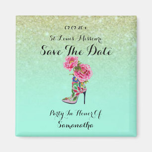 Vintage-Blumen-Party-Schuh Save The Date Magnet