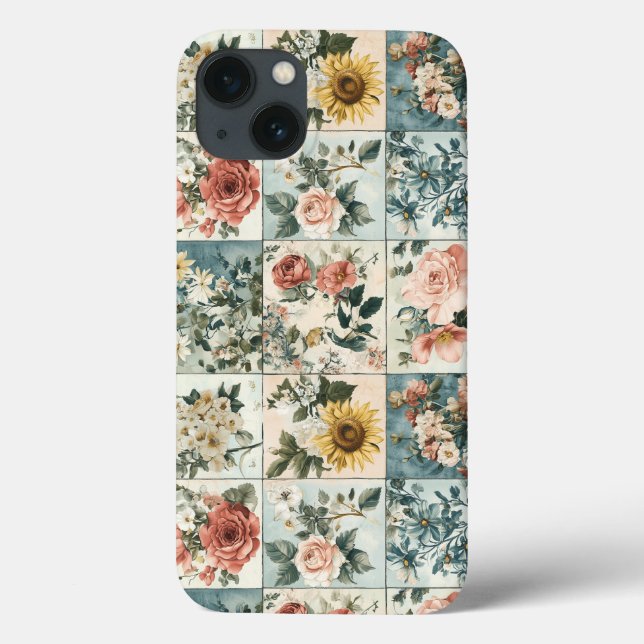 Vintage Blumen-Patchwork-Design Case-Mate iPhone Hülle (Rückseite)