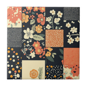 Vintage Blumen-Patchwork-Muster Fliese