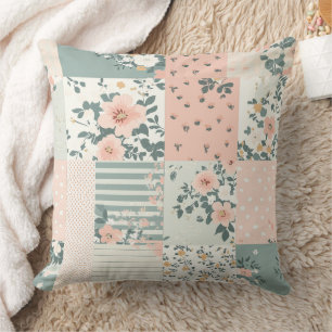 Vintage Blumen-Patchwork-Muster - Pastell Kissen