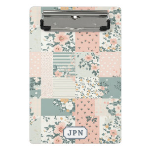Vintage Blumen-Patchwork-Muster - Pastell Mini Klemmbrett