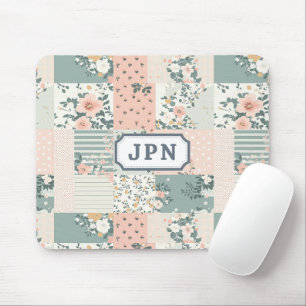 Vintage Blumen-Patchwork-Muster - Pastell Mousepad