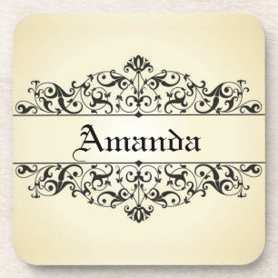 Vintage Blumen Personalisiert Untersetzer