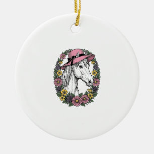 Vintage-Blumen-Pferdeporträt-Vektor-Kunst-Design Keramik Ornament