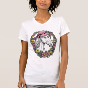 Vintage-Blumen-Pferdeporträt-Vektor-Kunst-Design T-Shirt