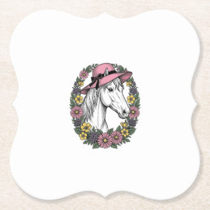 Vintage-Blumen-Pferdeporträt-Vektor-Kunst-Design Untersetzer