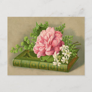 Vintage-Blumen-Pfingstrose Klassisches Buch Elegan Postkarte