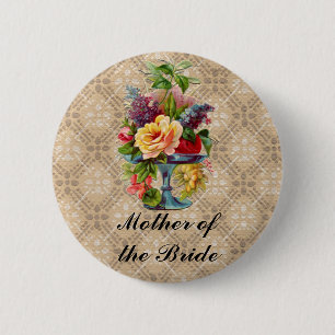 Vintage-Blumen-Prägungseffekt Namens-Button-Abzeic Button