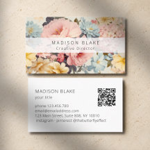 Vintage-Blumen-QR-Code-Geschäft