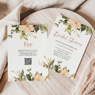 Vintage Blumen QR-Code Junggesellinnenabschied Einladung
