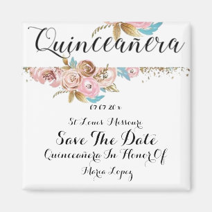 Vintage-Blumen-Quinceanera-Save-The-Date-Magnet Magnet