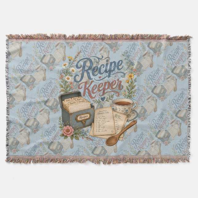 Vintage-Blumen-Rezeptsammlung Cottagecore Decke (Vorderseite)